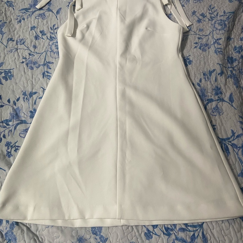 Zara White Mini A-Line Tie-Shoulder Dress